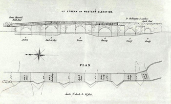 Plan copied from a supposed 17th century description of repair responsibility for the bridge